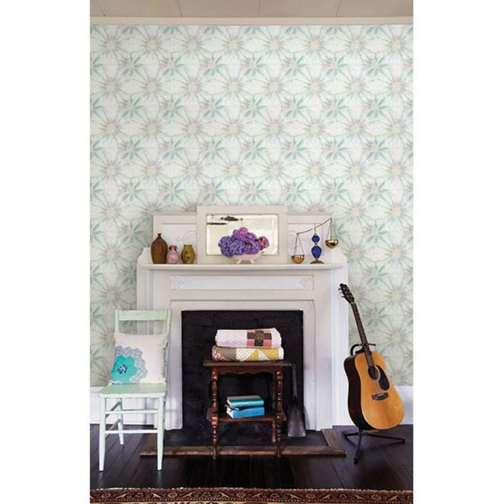 Wallpaper Iris Green Shibori Tie Dye - boho